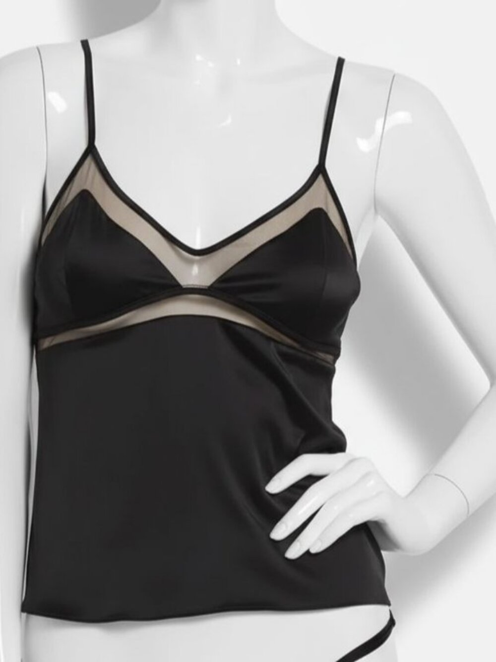 Kiki De Montparnasse Women's Black Silk Peep Show Cami Top Size L